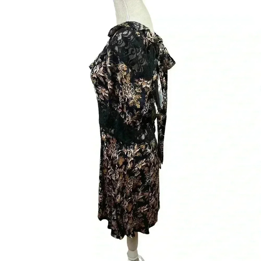 Free People Lucie Mini Dress in Black Combo With Lace Detail Size 8 - Picture 4 of 16